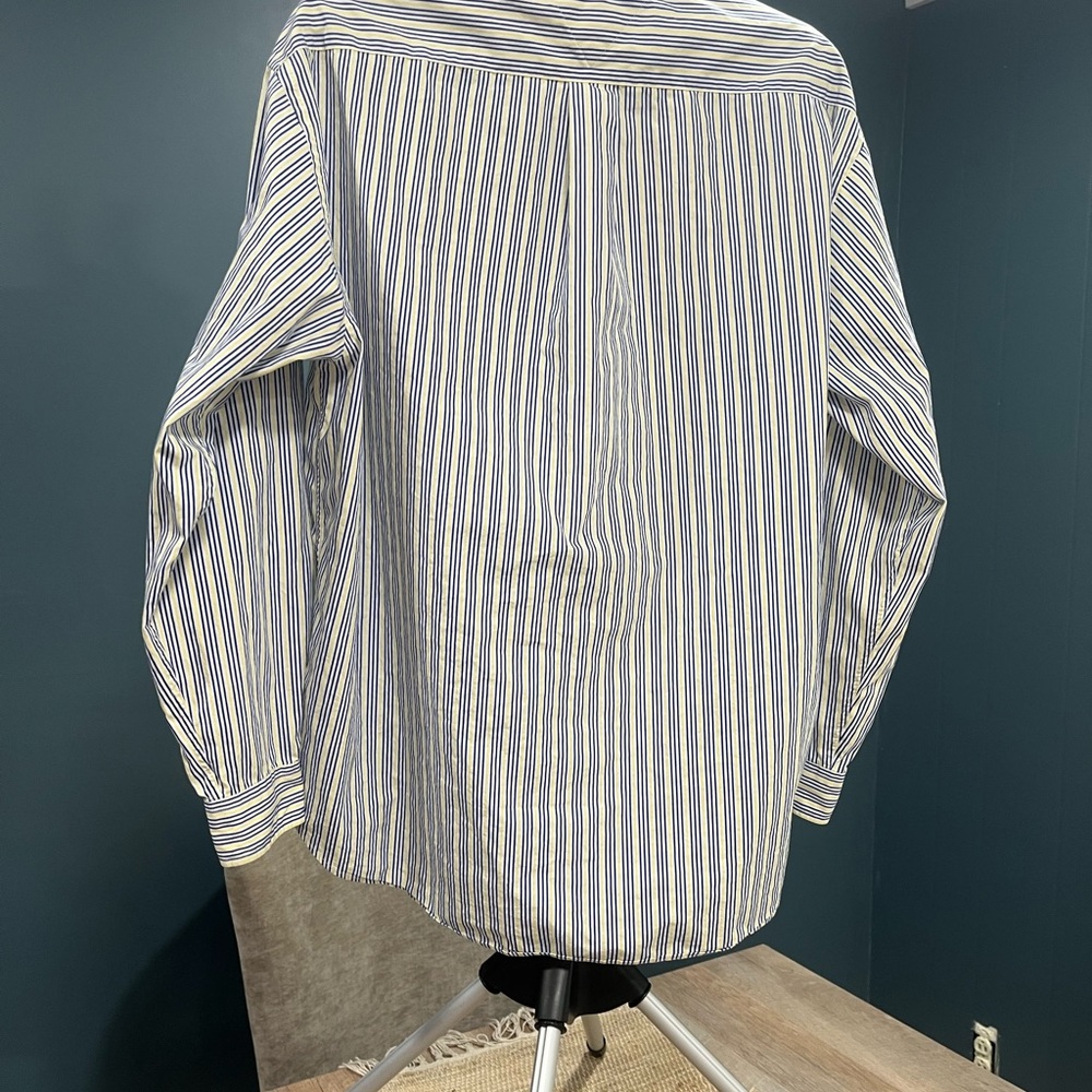 Vintage Tommy Hilfiger Blue, Yellow and White Striped Dress Shirt Size XL - Picture 2 of 6